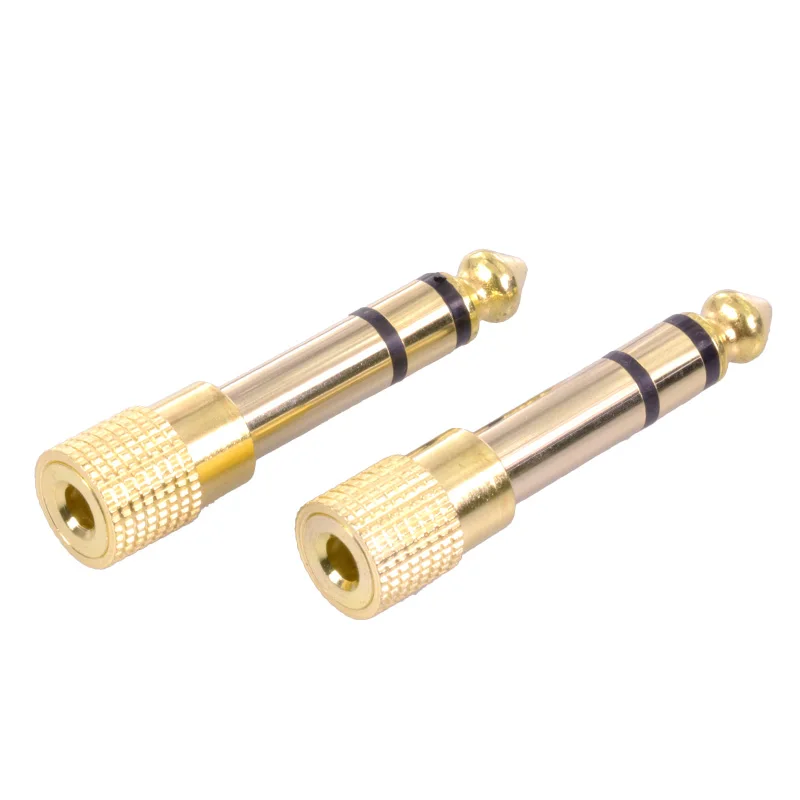 estereo macho plug para femea jack adaptador de audio banhado ouro conector microfone conversor audio 02
