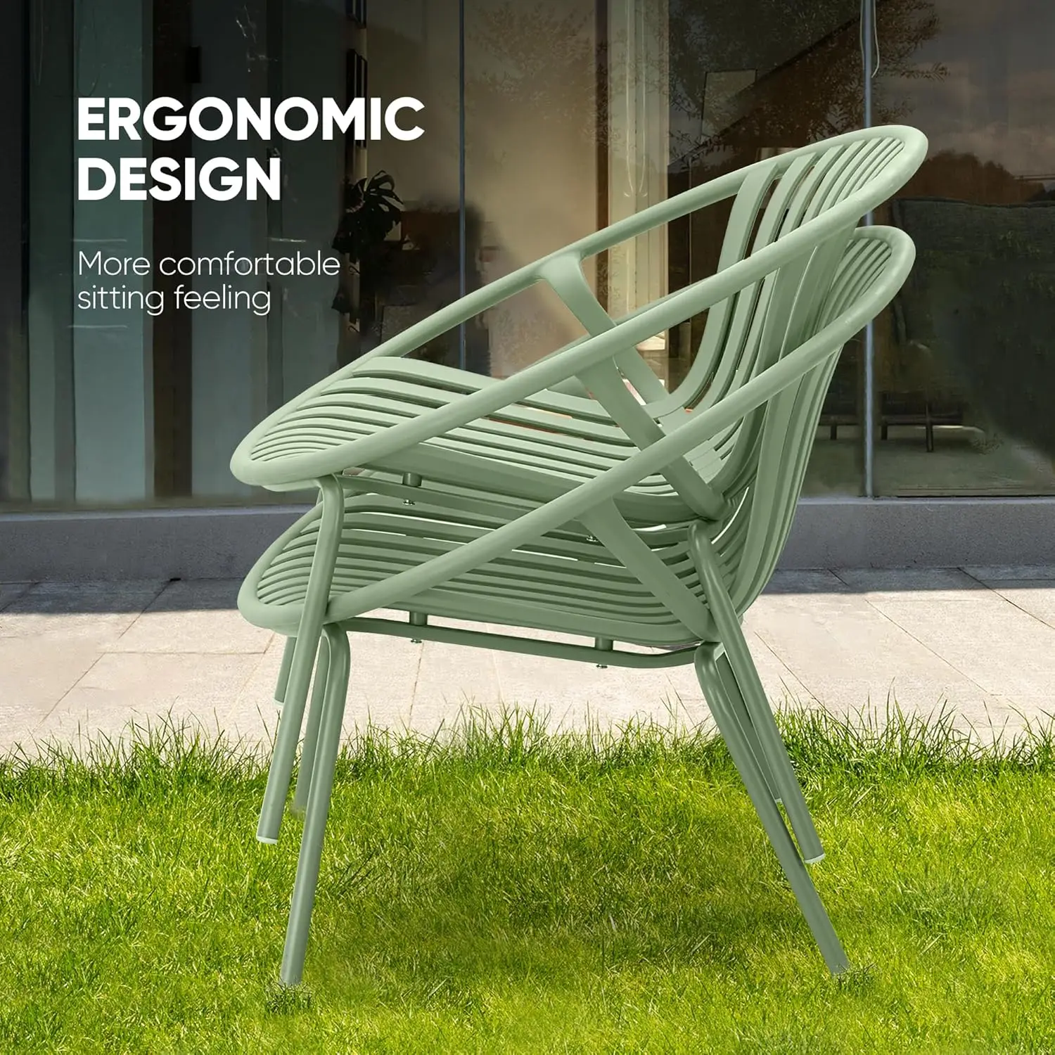 Patio Furniture Set, 3 Pieces Outdoor Furniture with Bistro Table and Patio Chairs Set of 2，Outdoor Patio Set with Porch Chairs