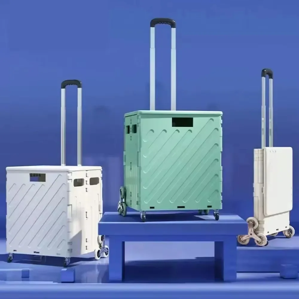 Buy Groceries Small Cart Folding Shopping Car Outdoor Camping Large Capacity Food Basket Express Delivery Small Trailer
