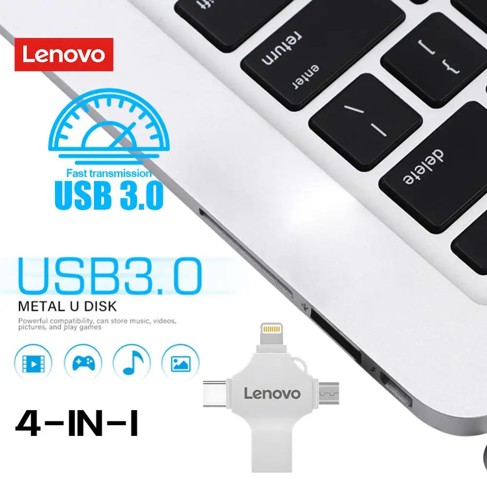 Usb Flash Drive Lenovo Android 2TB Lightning OTG 1TB Silver TYPE-C 4 in 1 Micro USB 3.0 For PC