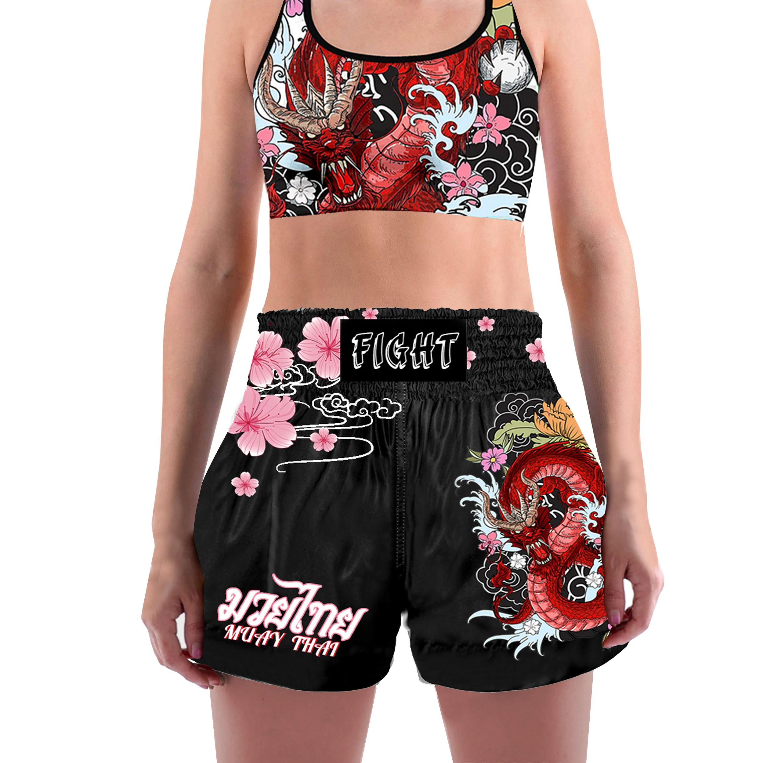 Muay Thai fighting shorts Boxing shorts Training cage fighting Martial arts Taekwondo Women's padded sports bra clothing