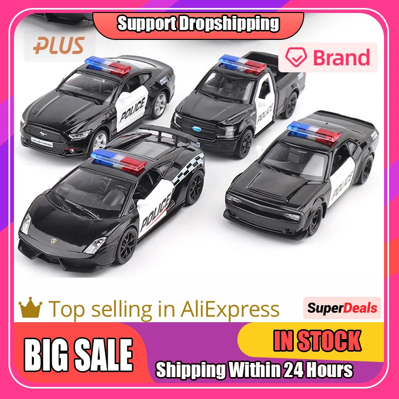 Boys 1:36 Police Car Toys Simulation 2-door Pull-back Car Model Ornaments For Children Gifts Collection Drop Shipping