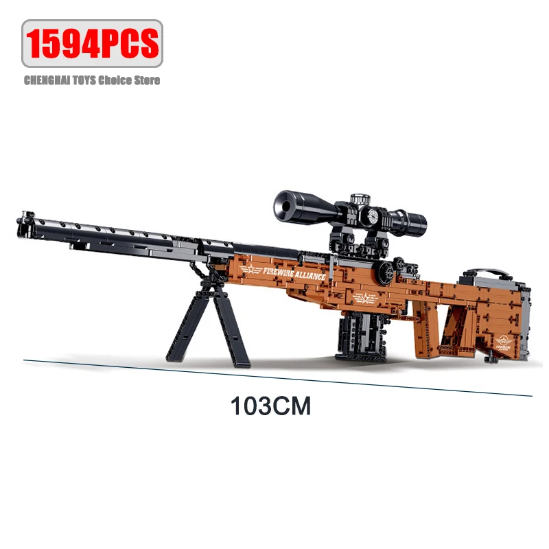 1594pcs AWM Sniper Gun Boys Firearms Series Sniper Rifle Building Blocks Bricks Model Toys for Kids Christmas Gifts 1