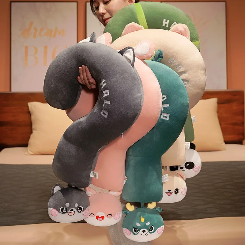 70~160cm Ask Question Plush Pillow Stuffed Cartoon Animals Head Neck Nap Pillow Sleeping Leg Body Support Plushie Peluche Gift 6