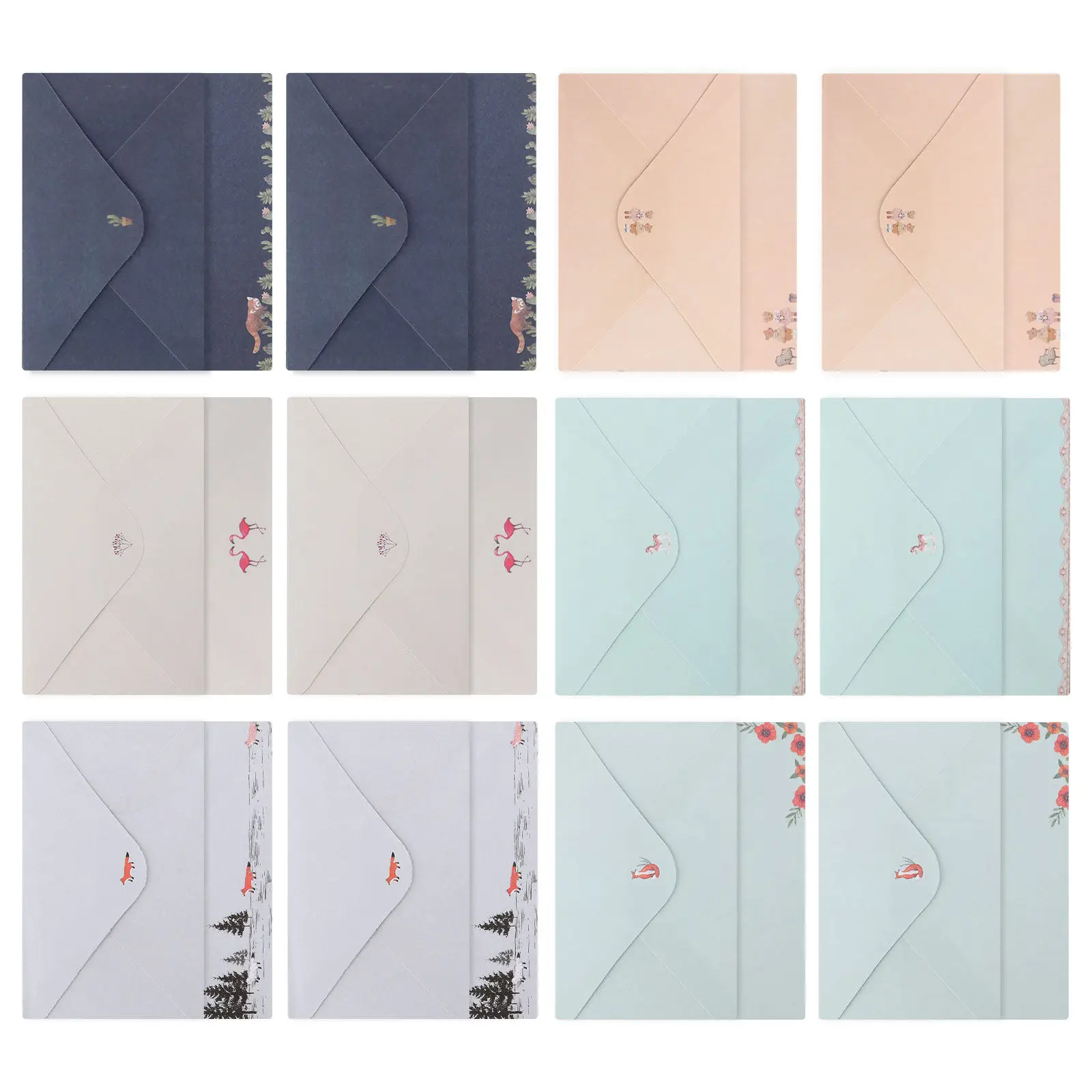 54pcs 4x6 편지 쓰기 세트(봉투 포함) 귀여운 메모 용지 학교 사무실용 문구류 어린이를 위한 사랑스러운 쓰기 용지 세트