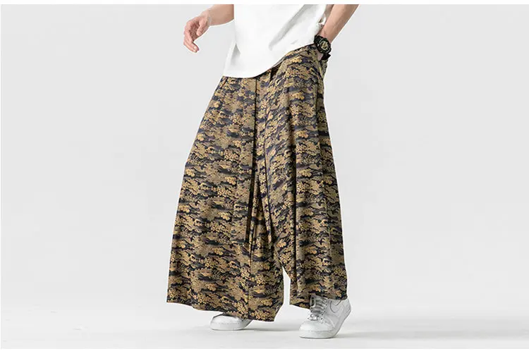 Men Loose Harem Pants Vintage Casual Wide-Leg Trousers Male Belt Jogger Oversized Men Pants Streetwear Clothes