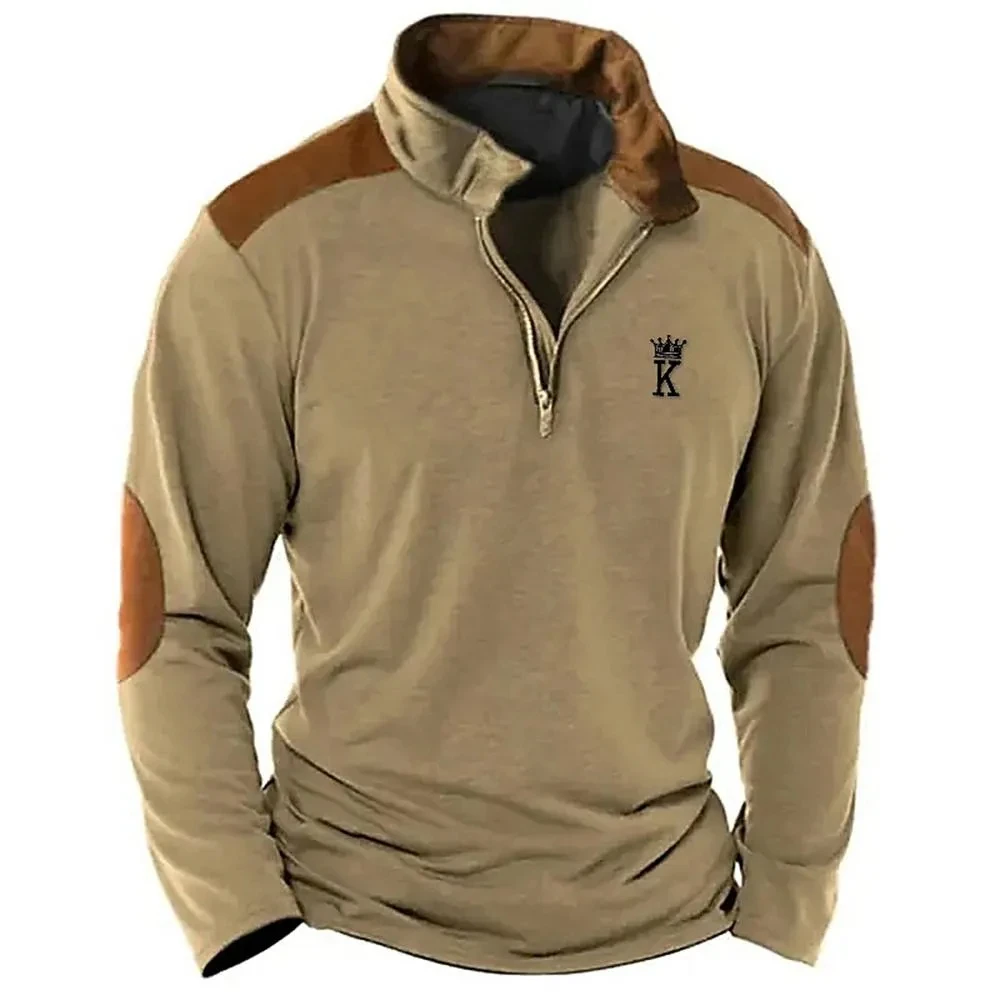 

Vintage Men‘s Zip Hoodies Long Sleeve Pullover Tops Alphabet K Print Oversized Y2k Clothing Casual Sweatshirts Zipper Hoodie