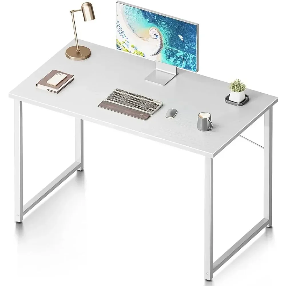 Coleshome 40 Inch Computer Desk, Modern Simple Style Desk for Home Office, Study Student Writing Desk, White