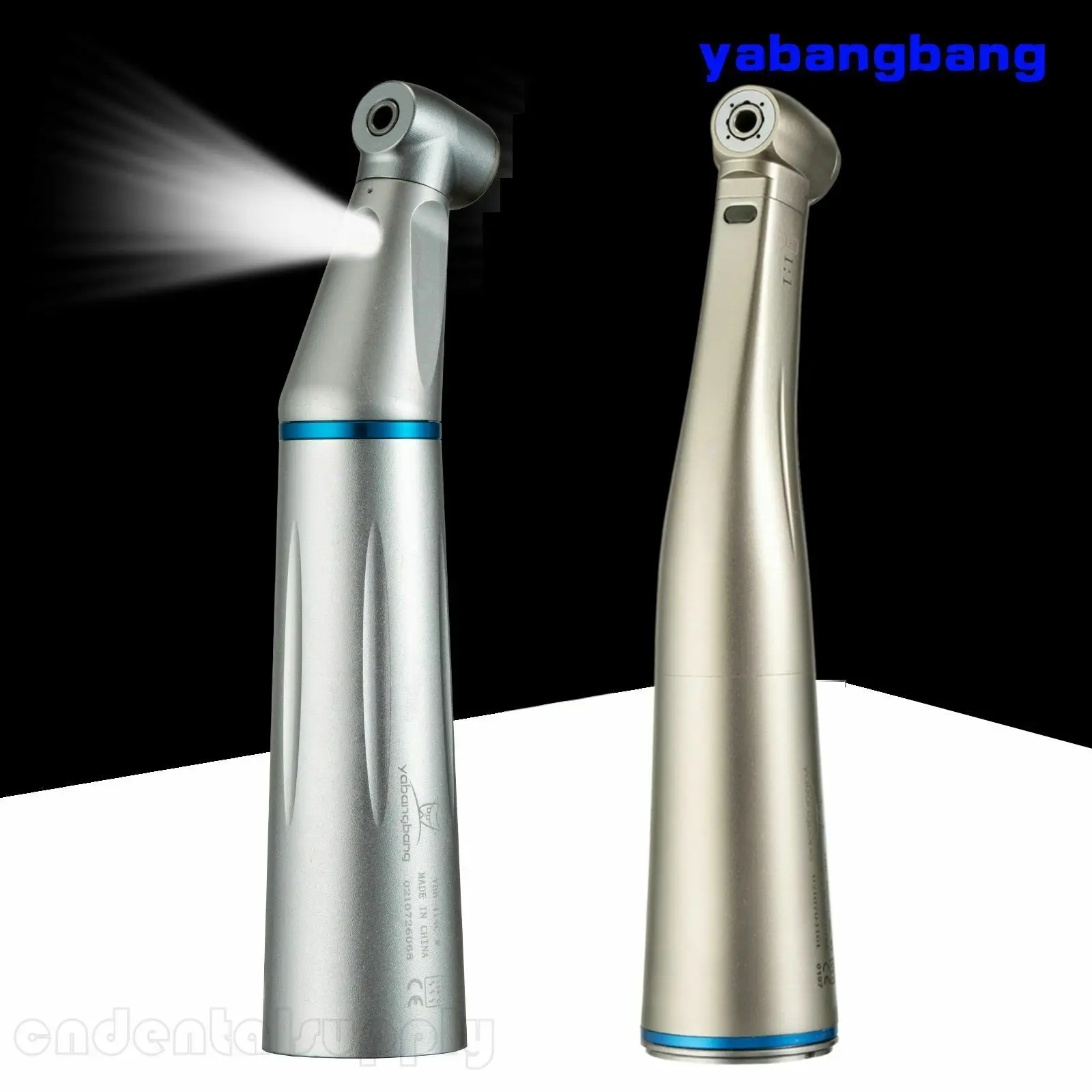 Dental LED Light 1:1 Contra Angle Fiber Optic Handpiece Push Button Blue Ring fit NSK Kavo
