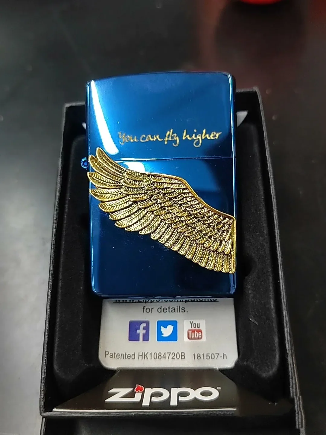 Zippo Lighter Wings Brass Polish You Can Fly Collezione Antivento Più Alta In Box