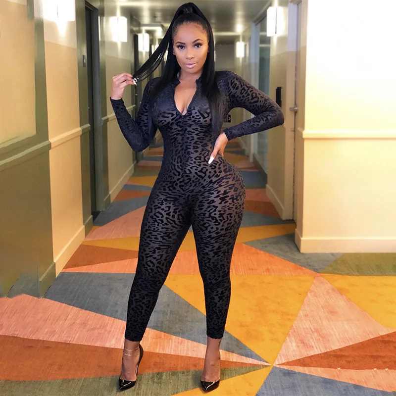 

Women's 2023 Summer New Fashion Trend Half Open Neck Zipper Long Sleeve Slim Fit Jumpsuit