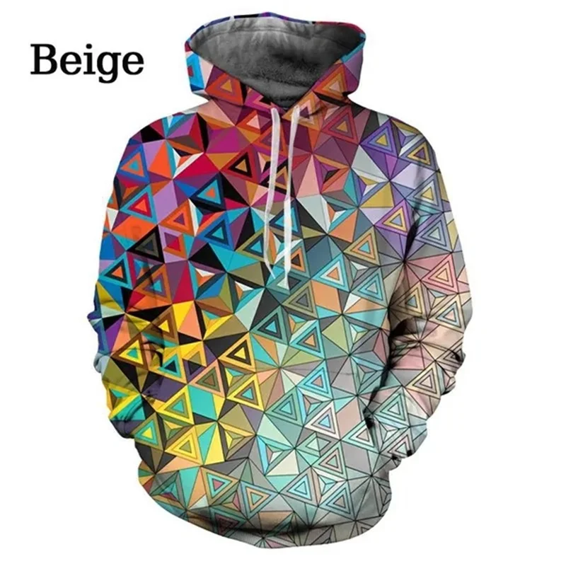 Sudadera con capucha con estampado 3D de fragmentos geométricos para hombre, sudadera con capucha de manga larga informal con patrón hipnótico de vértigo colorido