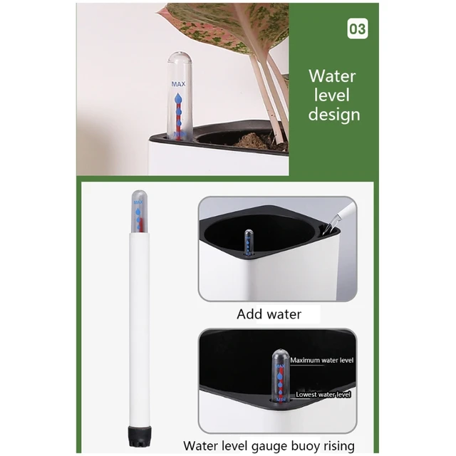 Kerti Virág Edény Ön Öntözés Pozsgás Növények Növényi Indító Vízszint Jelzővel Beltéri Kültéri Dekorációk Flowerpot Fu - Image 2