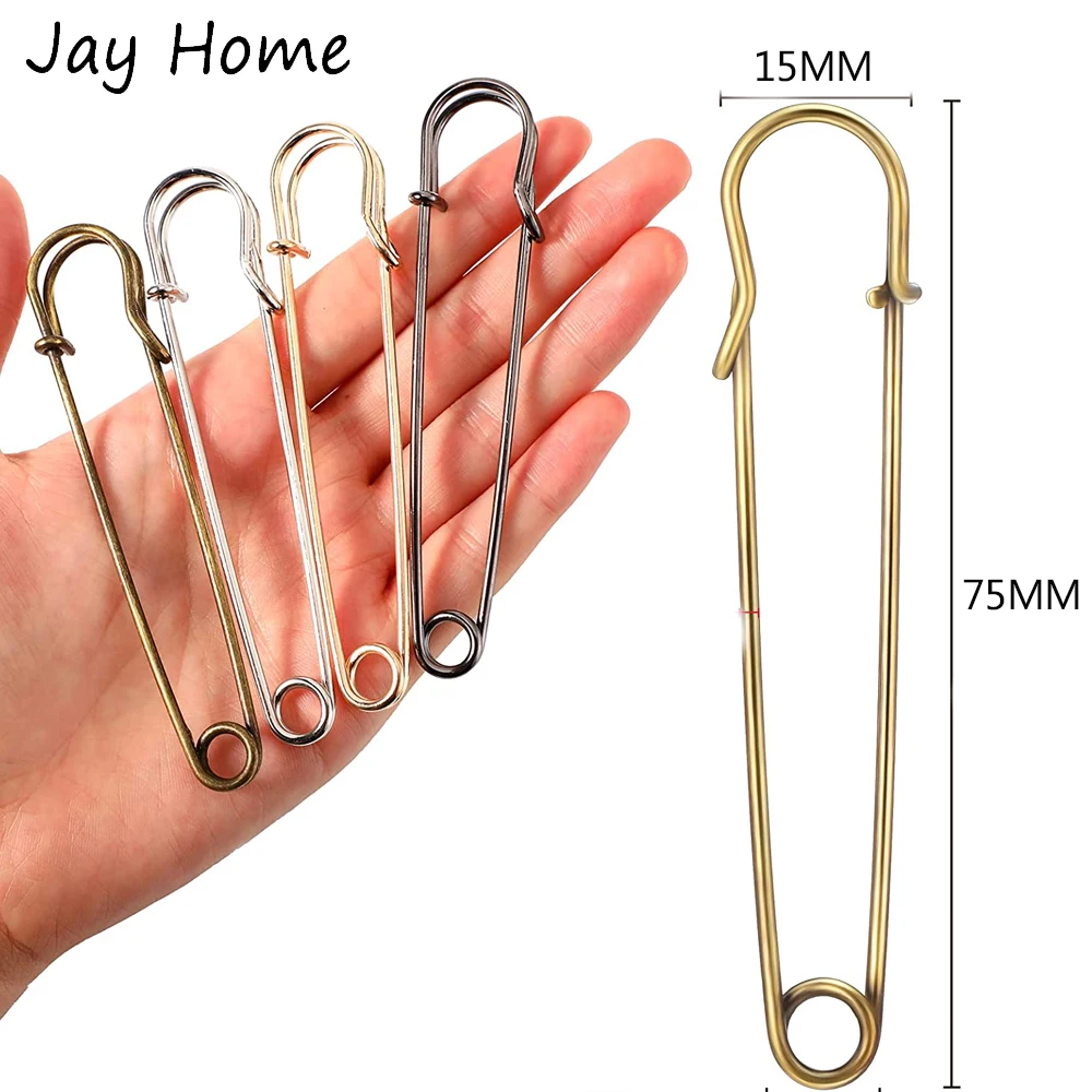 3 pcs 100mm/4inch Gold Safety Pins DIY Sewing Tools Accessory Large Metal  Clasp Pins for Scarf Blankets Skirts Knitted Fabric Crafts