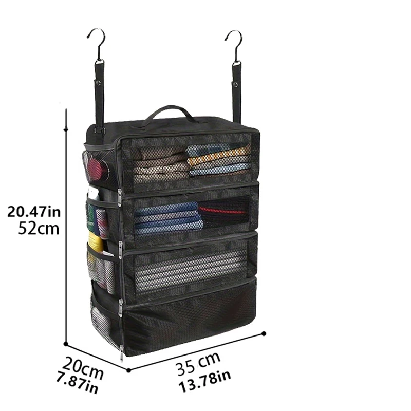 Organizer per Valigie, Organizzatore da Viaggio ad Alta Capacità, Scaffale Appendibile, Cubo per Imballaggio, Borse Pieghevoli per Armadio - immagine 6