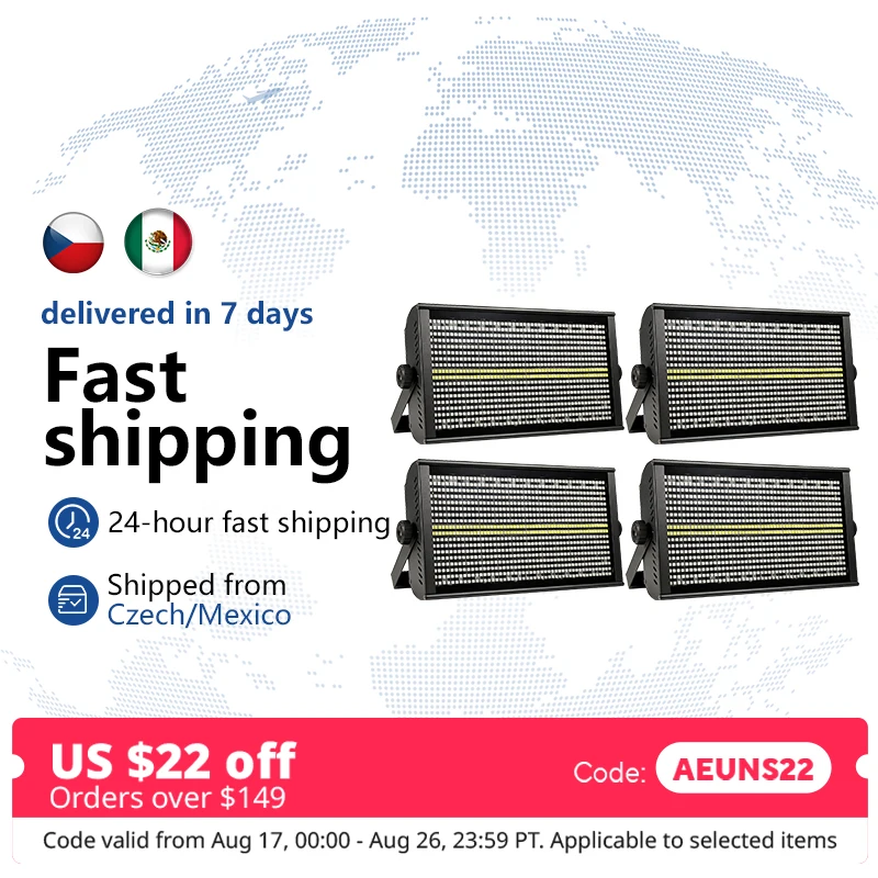 4pcs/200W Strobe Light LED RGBW 4in1 48 Zones White 8000K DMX Super Bright Dj Wall Washer Bar Strobe Light Stage Light Effect