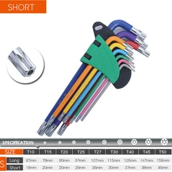 Premium Hex Key Wrench Set - 9 - Piece Long Arm Allen Spanners for Versatile Bicycle Repair and Maintenance (TORX KEY SET SHORT1)