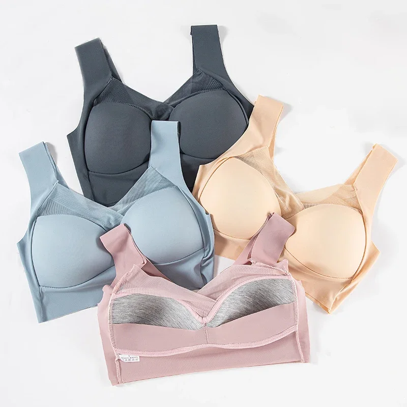 FallSweet 5PCS Seamless Lace Push Up Bra for Woman Plus Size Wire-Free Breathable Bralette Set Solid Backless Brassiere Lingerie 4