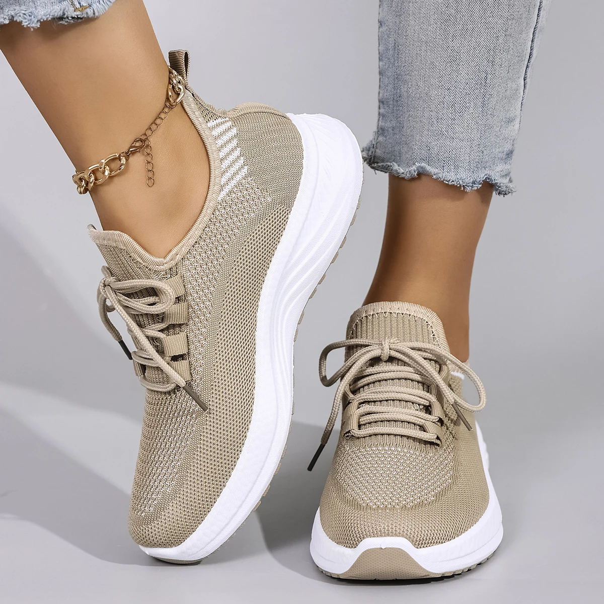 أحذية نسائية صيفية مسطحة من القماش الشبكي قابلة للتنفس، أحذية نسائية كاجوال، أحذية رياضية، تخفيضات، شحن مجاني