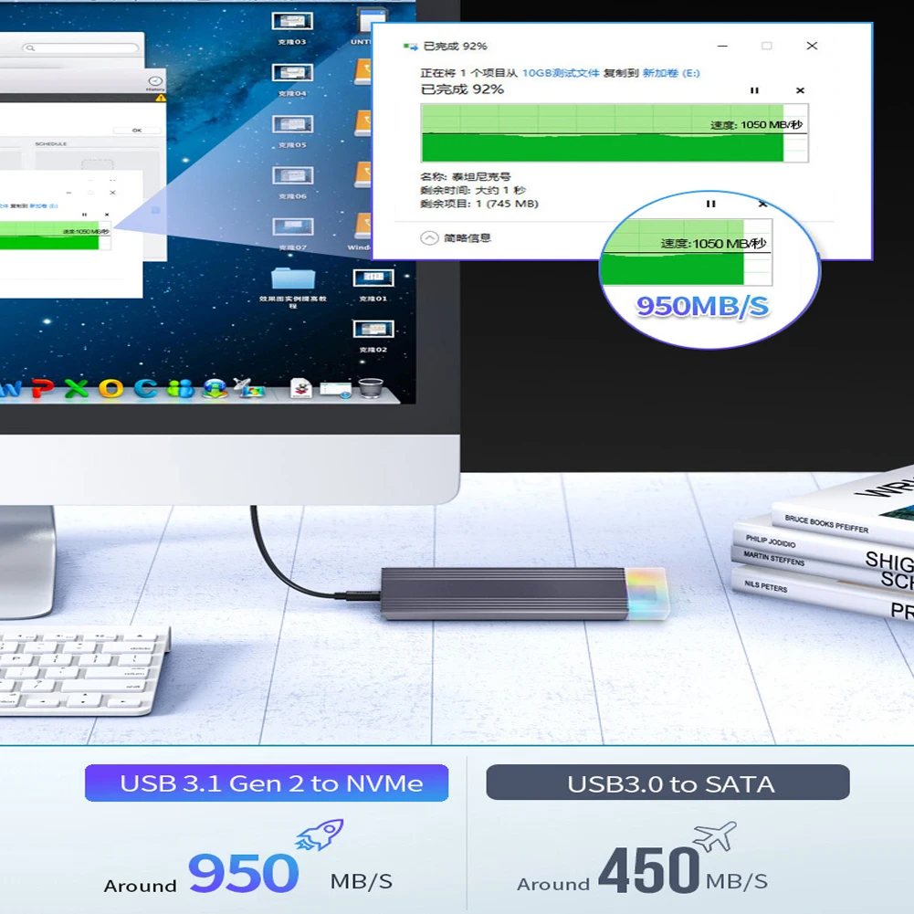 PCIE NVMe NGFF SATA M/B Ű SSD ϵ ̺ ڽ USB-C , M.2 SSD ̽ NVMe Ŭ, RGB  USB-A, M2 SSD ̽, 10gbps