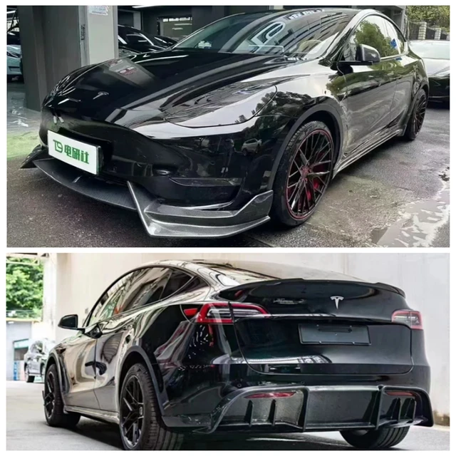 For Tesla Model Y 2020 2021 2022 2023 High Quality Carbon Fiber Car Bumper  Front Lip Rear Diffuser Side Skirt Spoiler Body Kit - Body Kits - AliExpress