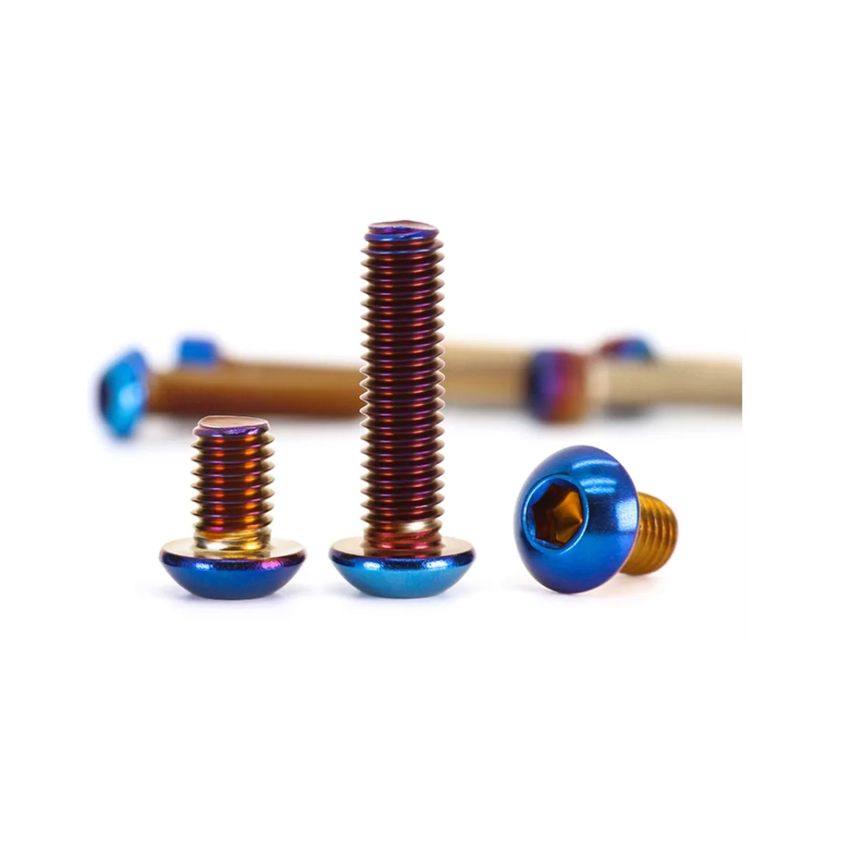 304 Stainless Steel Mushroom Head Hexagonal Burnt Titanium Screw / Titanium Blue Half Round Head Bolt M4-M8