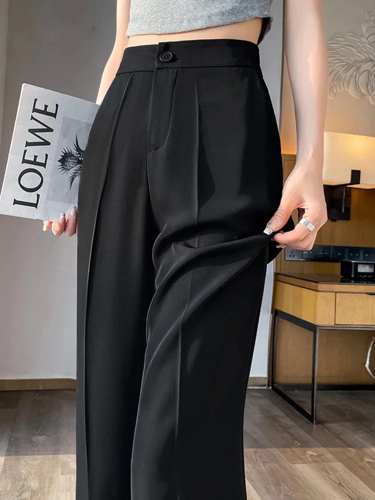 

Simple Fashion Workwear Summer Black High Waist Slim Solid Color Casual Women's Pants YK2 High Waist Female Flare Pants