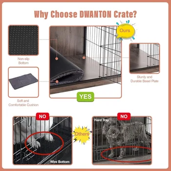 Dog Crate Furniture with Cushion, Wooden Crate with Double Doors, Dog Kennel Indoor for Small/Medium/Large Dog 4