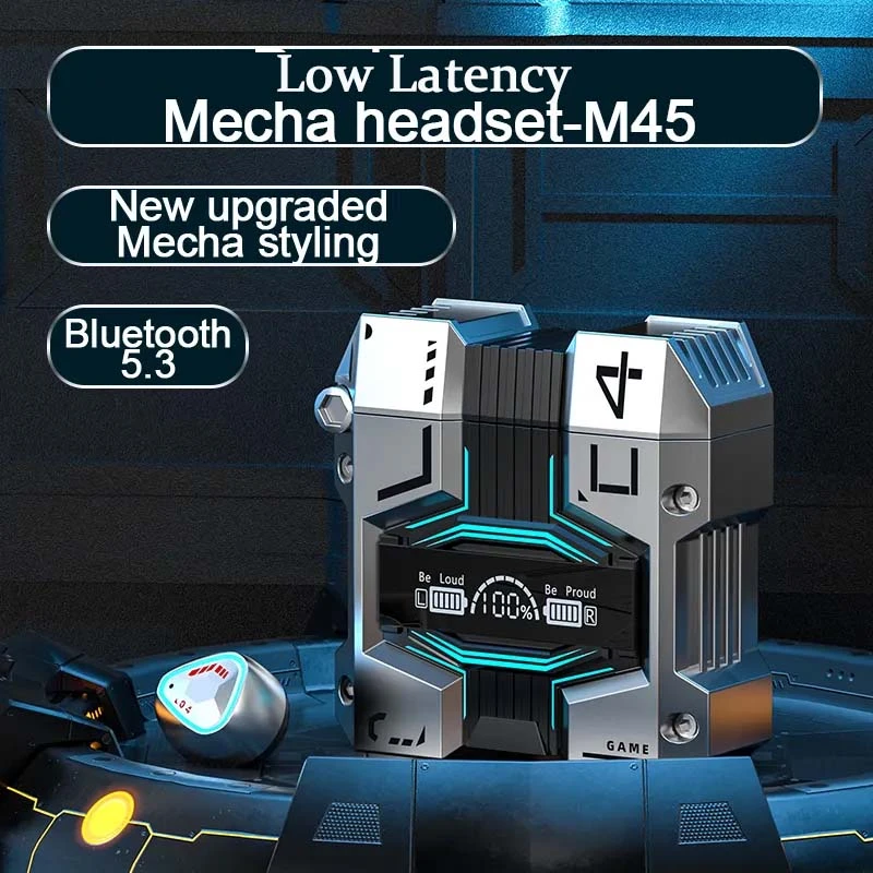 M25/M45 Wireless Bluetooth Headphones TWS Mecha Gaming Headset Low