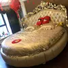 White Elegant Double BedDecoration Girls Style Wooden Circle Double Bed Modern Luxury Adults Cama Casal Furniture For Home 2