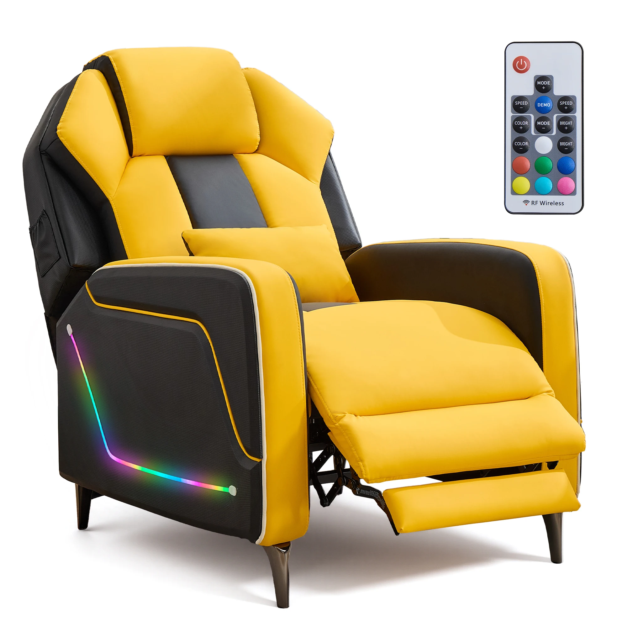 TCGBKAF LED Gaming Recliner Chair Ergonomic Video Game Reclining Chair with Footrest Lumbar Pillow & Side Pocket Home Theater Recliner Sofa Chair for Gaming Room Living Room Bed… image 3