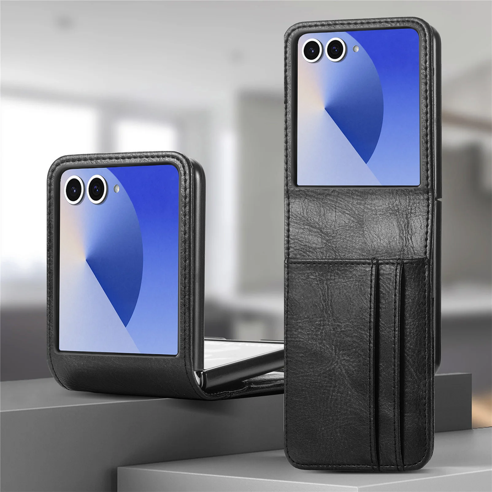 Luxurious PU Leather Folding Phone Case with Card Holder - One-Piece Cover, Style XL002