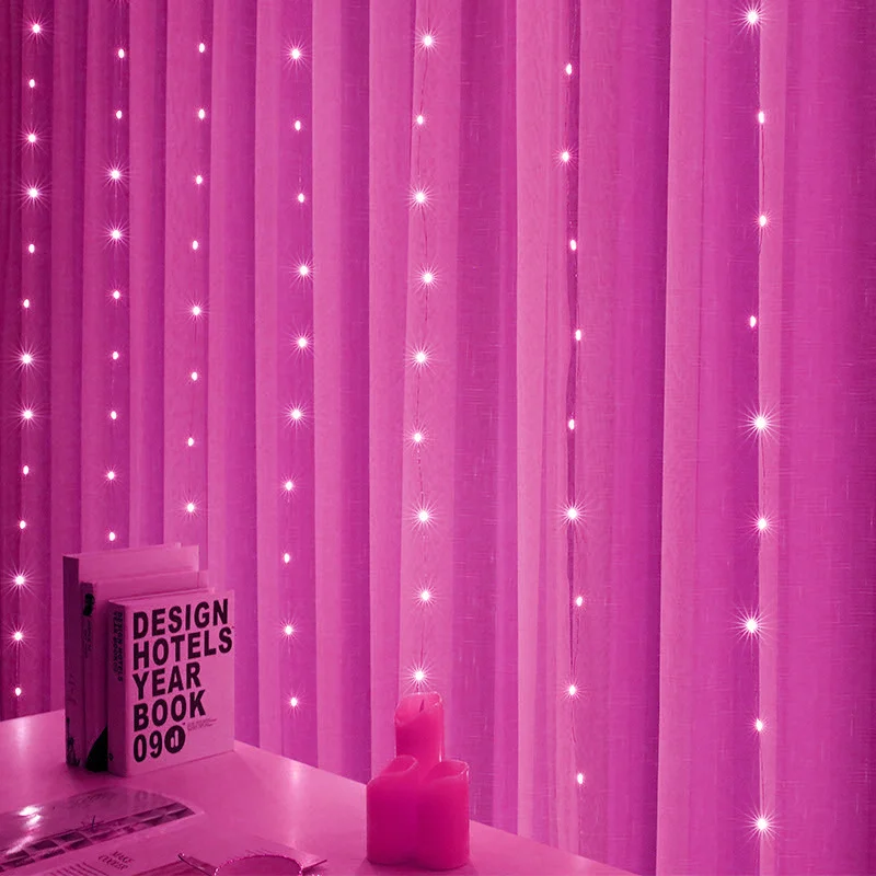 Guirnalda de cortina LED de 3 m para ventana, cadena de luces USB, adorno de hadas, control remoto, decoraciones navideñas de Año Nuevo para la habitación del hogar