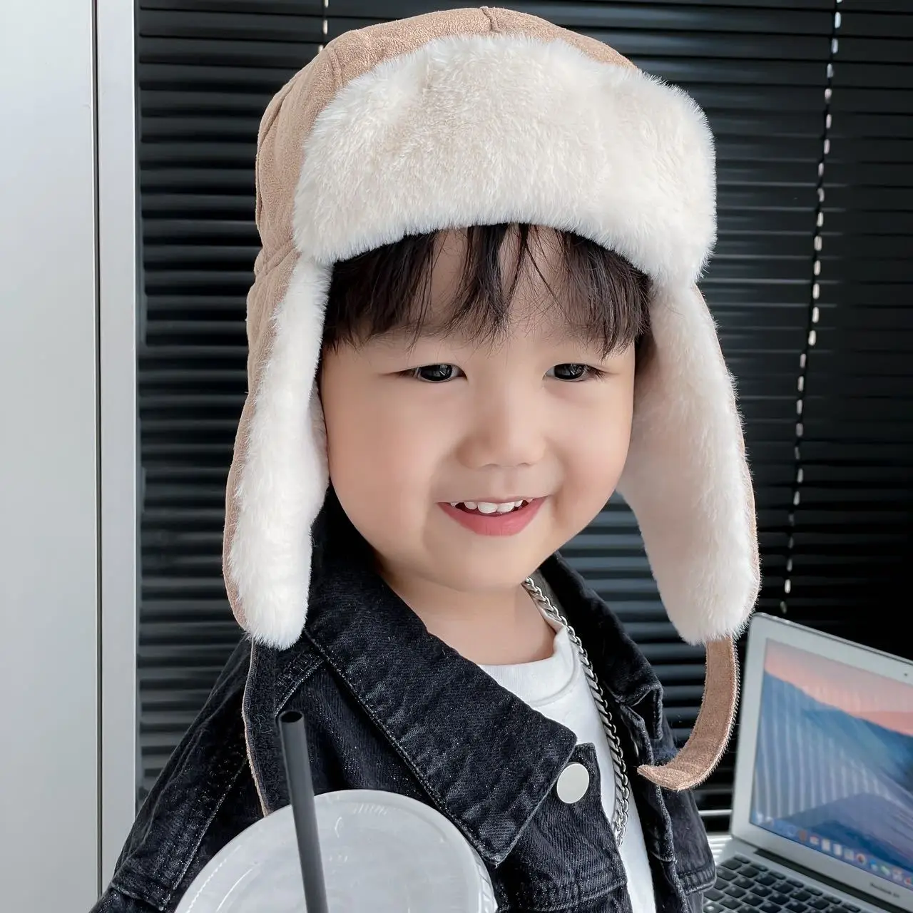 Kids Bomber Hat Caps Winter Warm Thick Cute Solid Faux Fur Bomber Caps Boys Girls Winter Outdoor Skiing Hats Unisex Flap Hat winter hat fashion hat earflap hat faux fur hat children hat set