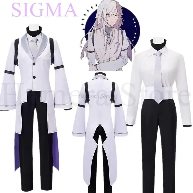

Bungou Stray Dogs Sigma Cosplay Anime Costume Sigma Uniform Wig Suit Tie Halloween Bungo Stray Dogs Party For Men Women Sets