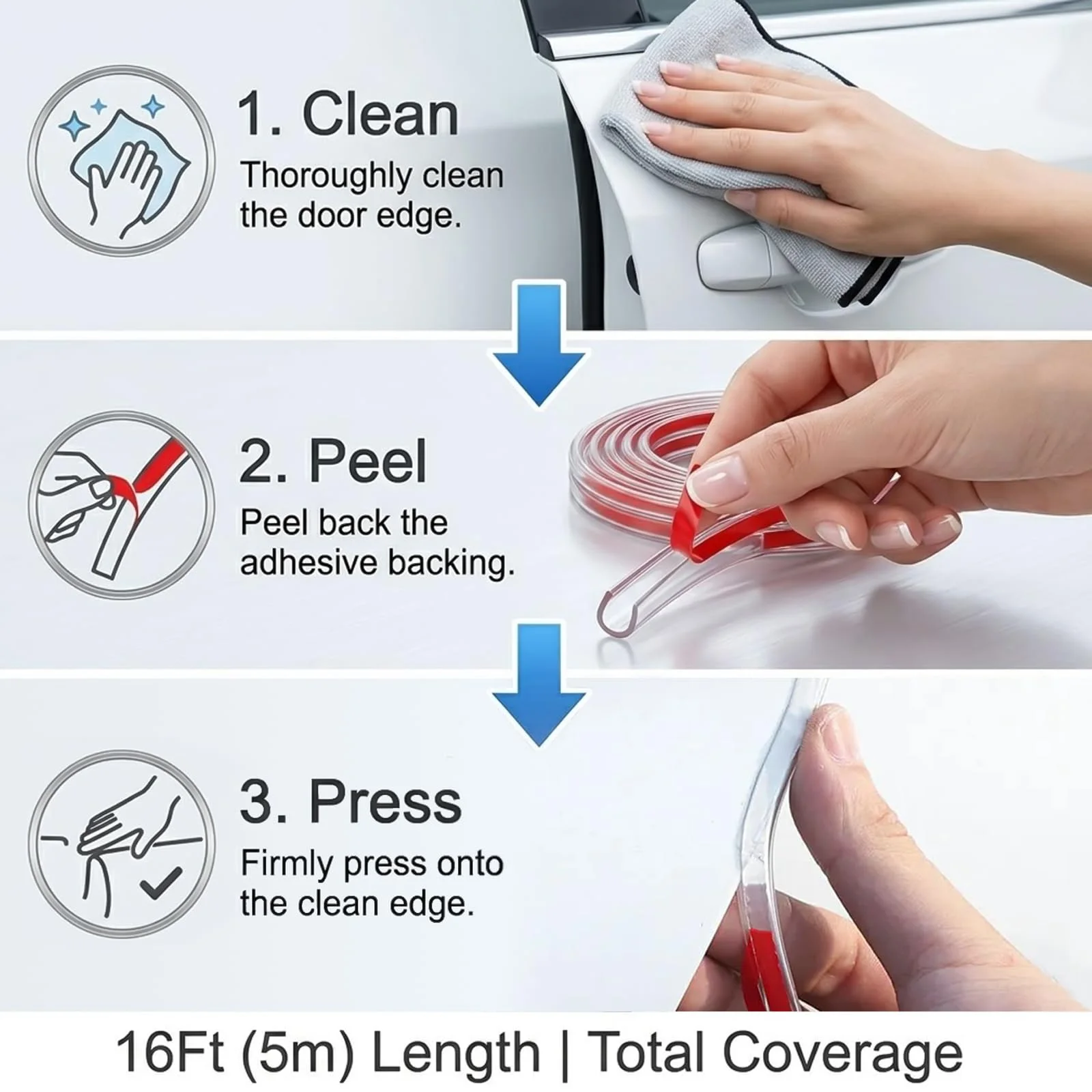 Crystal-Clear Adhesive Car Door Edge Protectors - Universal Fit