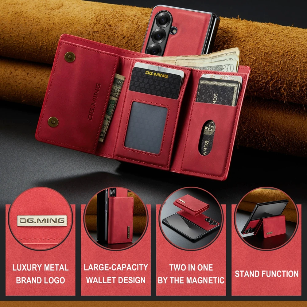 Leather Wallet Phone Case with Card Holder and Magnetic Closure - Anti-Drop 2-in-1 Design