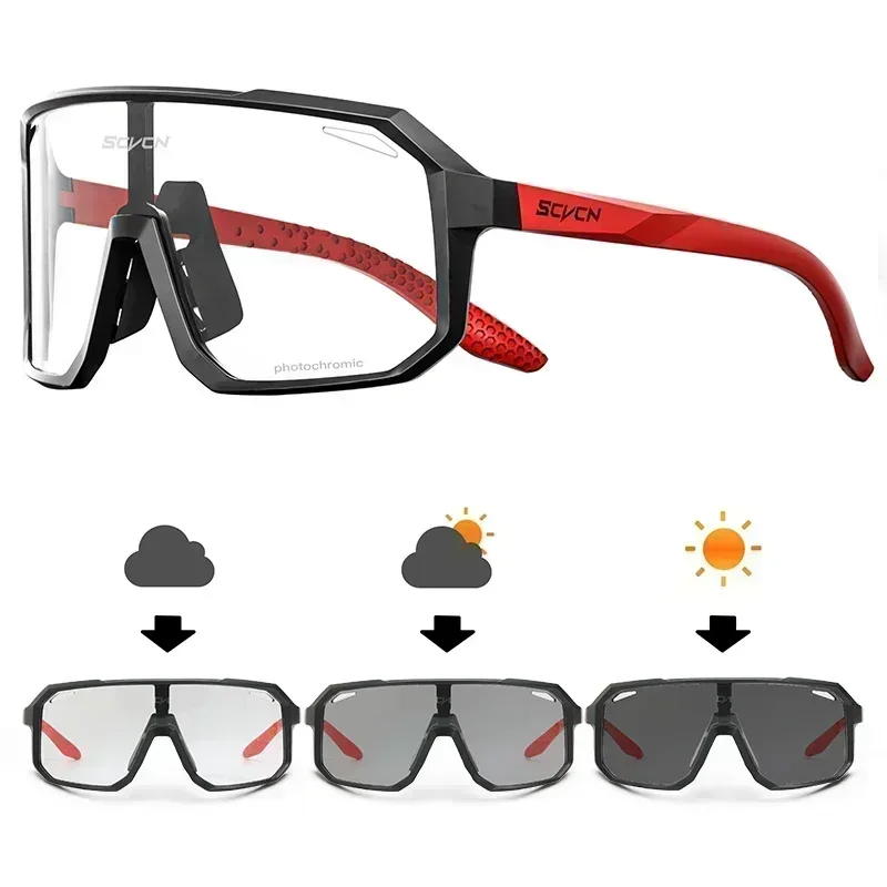 Cycling Sunglasses SCVCN Photochromic Mountains Sports Cycling Glasses UV400 Ultraviolet Light Bicycle Riding Driving Glasses