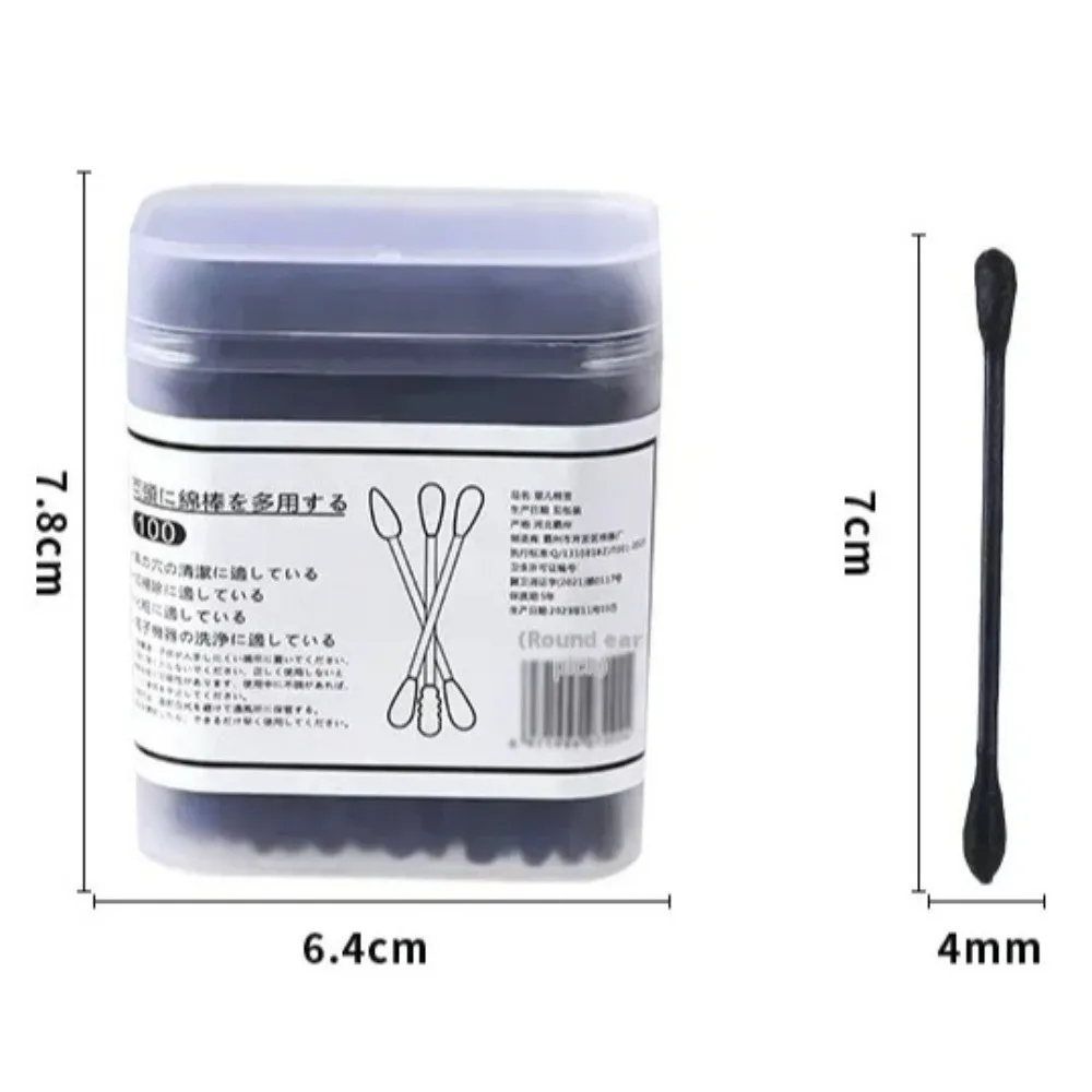 100Pcs New Black Disposable Cotton Swabs Double-Headed Soft Cleaning Cotton Bud Spiral Shape Ear Cleaner Beauty Skin Care Tools