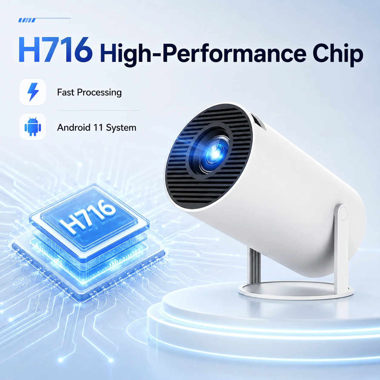 2026 신형 HY300 휴대용 프로젝터 290ANSI 안드로이드 11 WiFi6 네이티브 720P 4K HD 비디오 지원 침실 야외 캠핑 영화 게임용