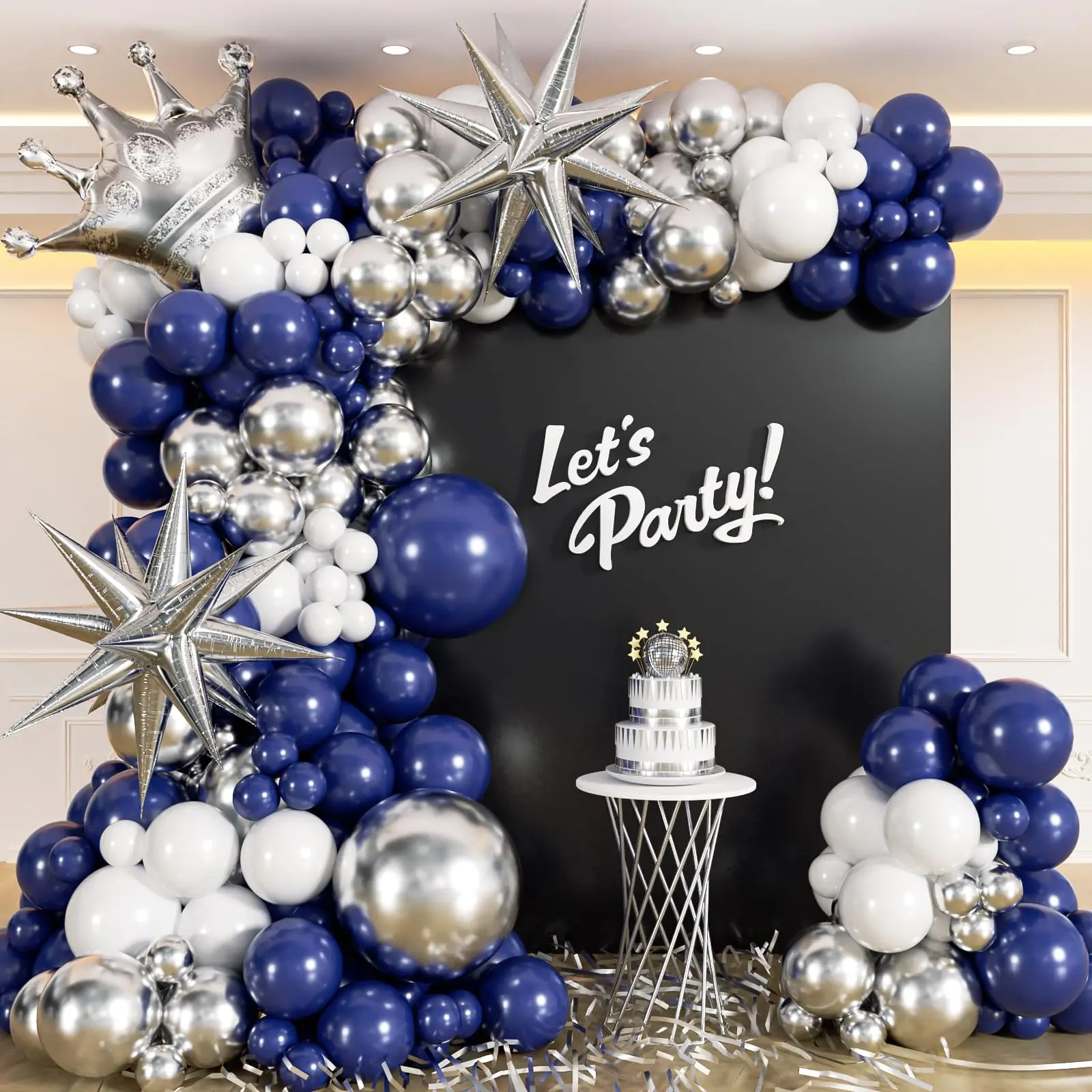 Kit De Guirnalda De Globos De Oro Blanco, Kit De Arco De Globos De