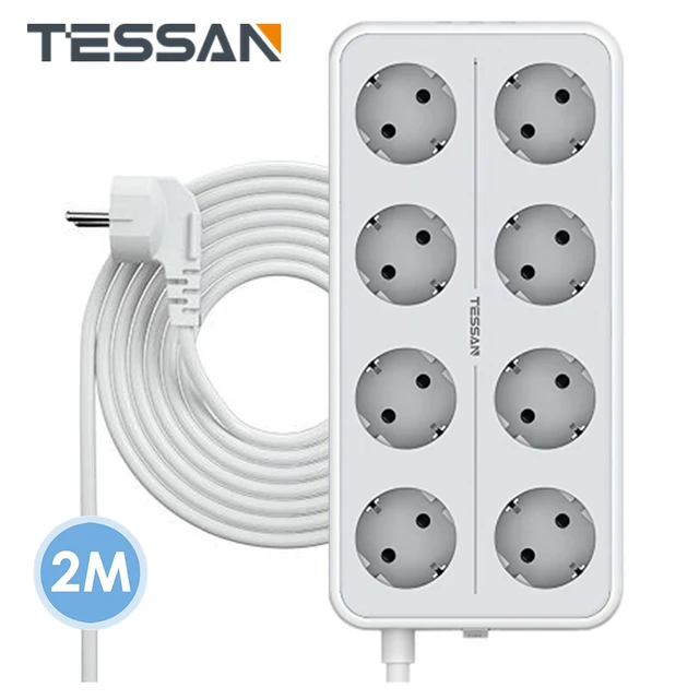 Tessan – Multiprise Électrique, Prise Ue Avec 6 Prises, 4 Usb, Câble  D'extension De 2m/6,5 Pieds, Interrupteur De Protection Contre Les  Surcharges - Prise Électrique Et Bouchons Adaptateurs - AliExpress