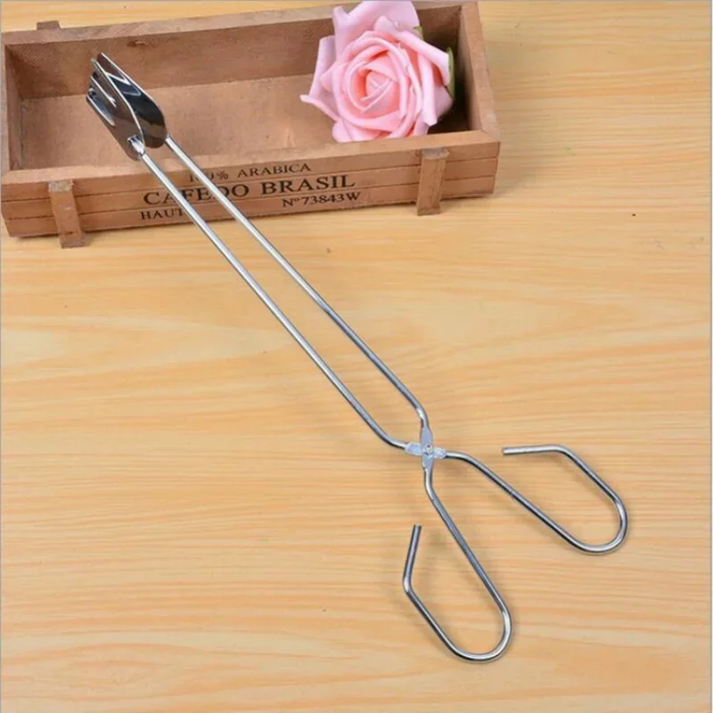 Food Tongs BBQ Stainless Steel Scissors Grilled Food Clip