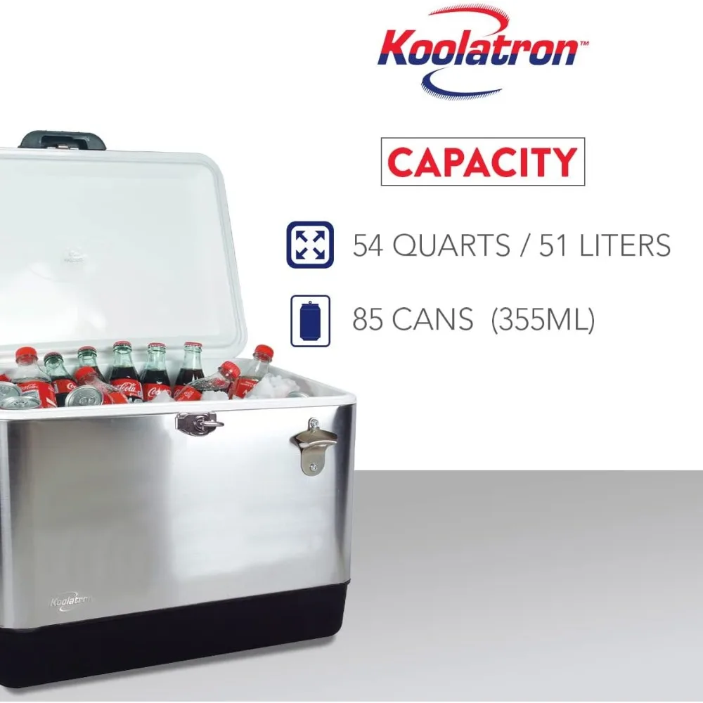 Stainless Steel Ice Chest Beverage Cooler with Bottle Opener, (54 qt), 85 Can Capacity 6