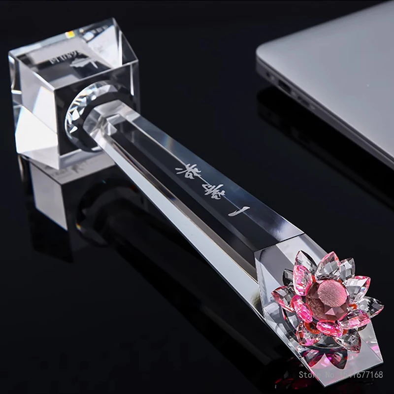 Customized Colorful Lotu Pillar Crystal Trophy, Employee Annual Meeting Celebration Souvenir Excellent Award High-end Medal, 1Pc