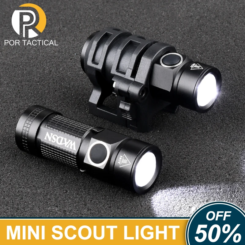 

Airsoft WADSN Tactical MINI Scout Light for Military Fast Helmet 400 lumens Hunting Rifle Gun Weapon Light Whtie LED Lamp