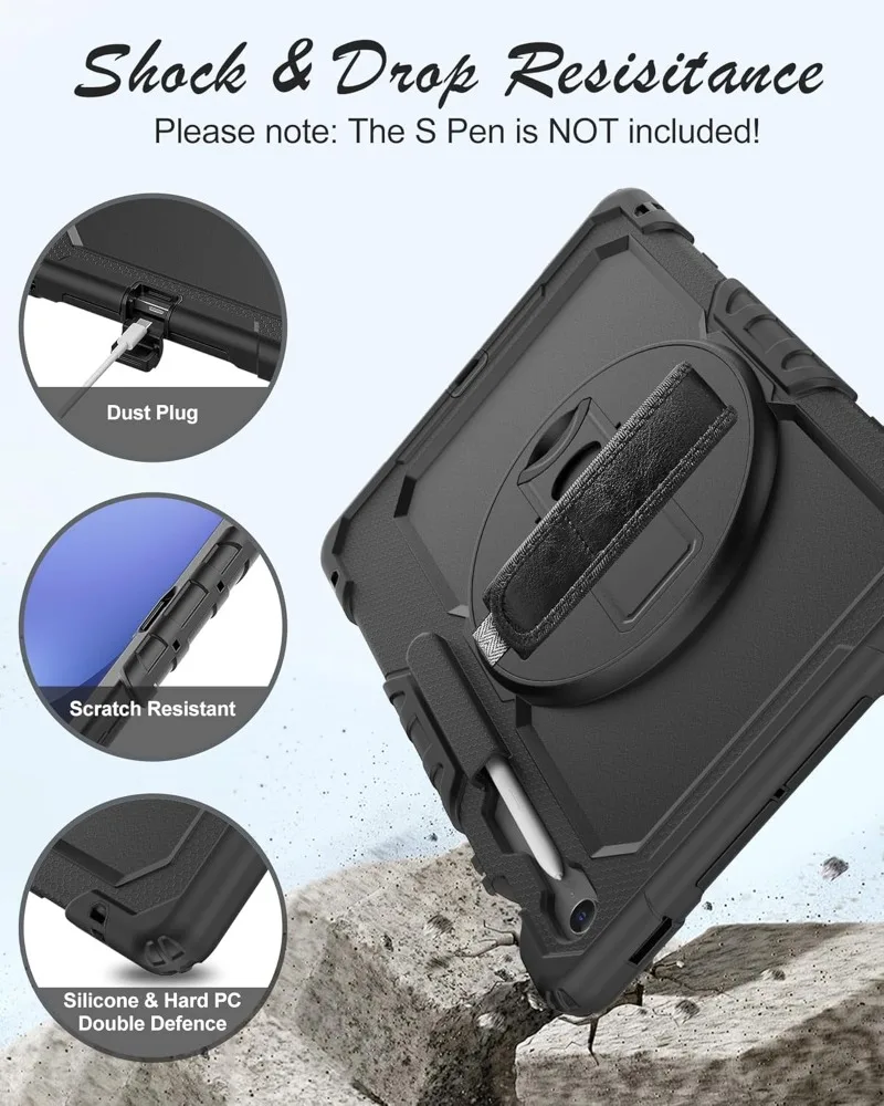 Durable Kids Tablet Case with Screen Protector and Handle Strap, Heavy Duty Cover