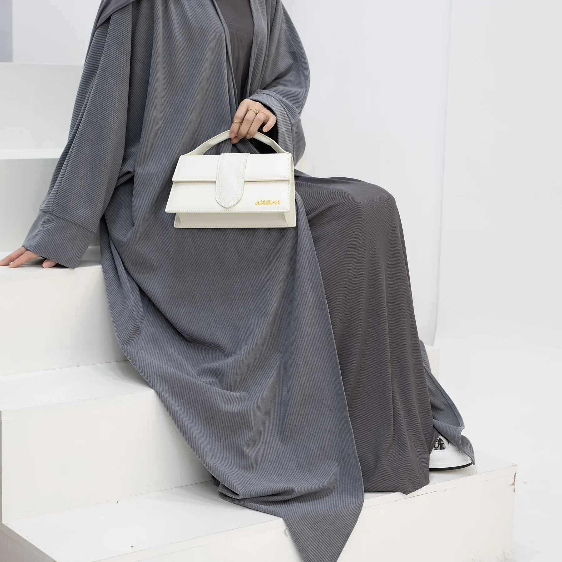 Winter Corduroy Abaya Coat for Women Thick Warm Abayas 2023 New Kimono Muslim Cardigan Dress Arab Turkey Modest Islamic Clothing