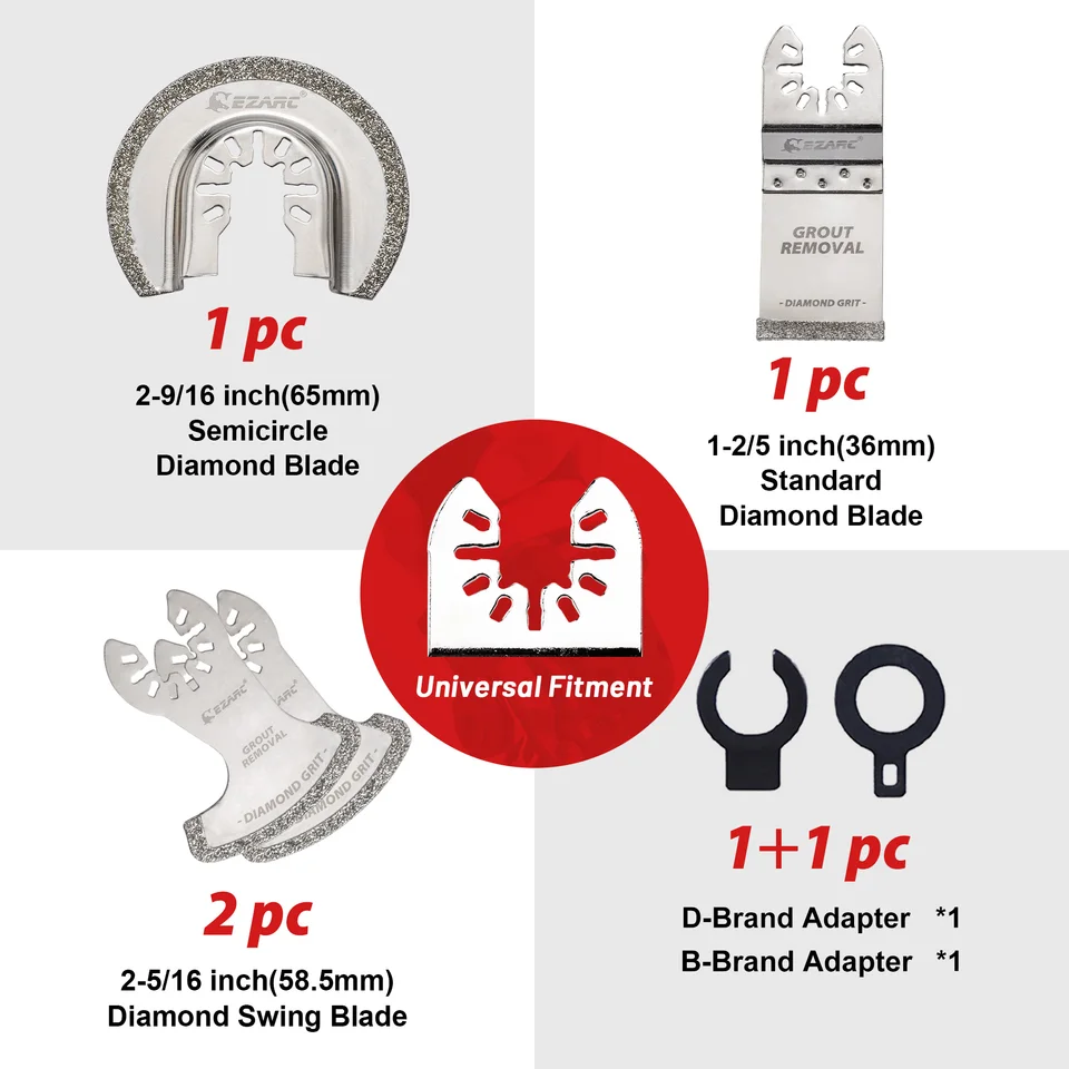 4 Lame Sega Oscillante Diamantate - Per Rimozione Malta, Legno, Metallo, Compatibile Con Multitool - Foto 3