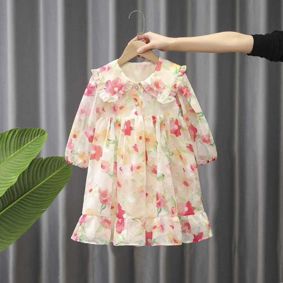 Cut Paste Floral Kids Dress main image 1